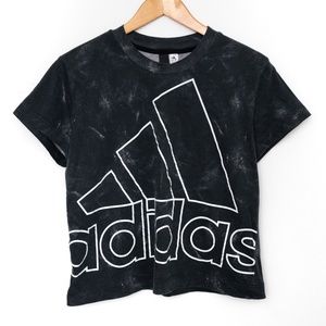 Women's Adidas Marble Black and White Athleisure Short Sleeve T-Shirt Size XL